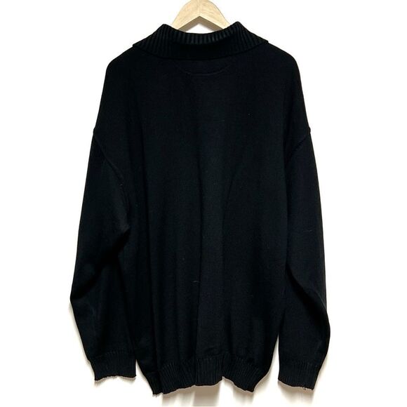 New Paul & Shark Yachting Black Iconic Quarter Zip Wool Sweater Mens 2X Tall - Picture 6 of 8